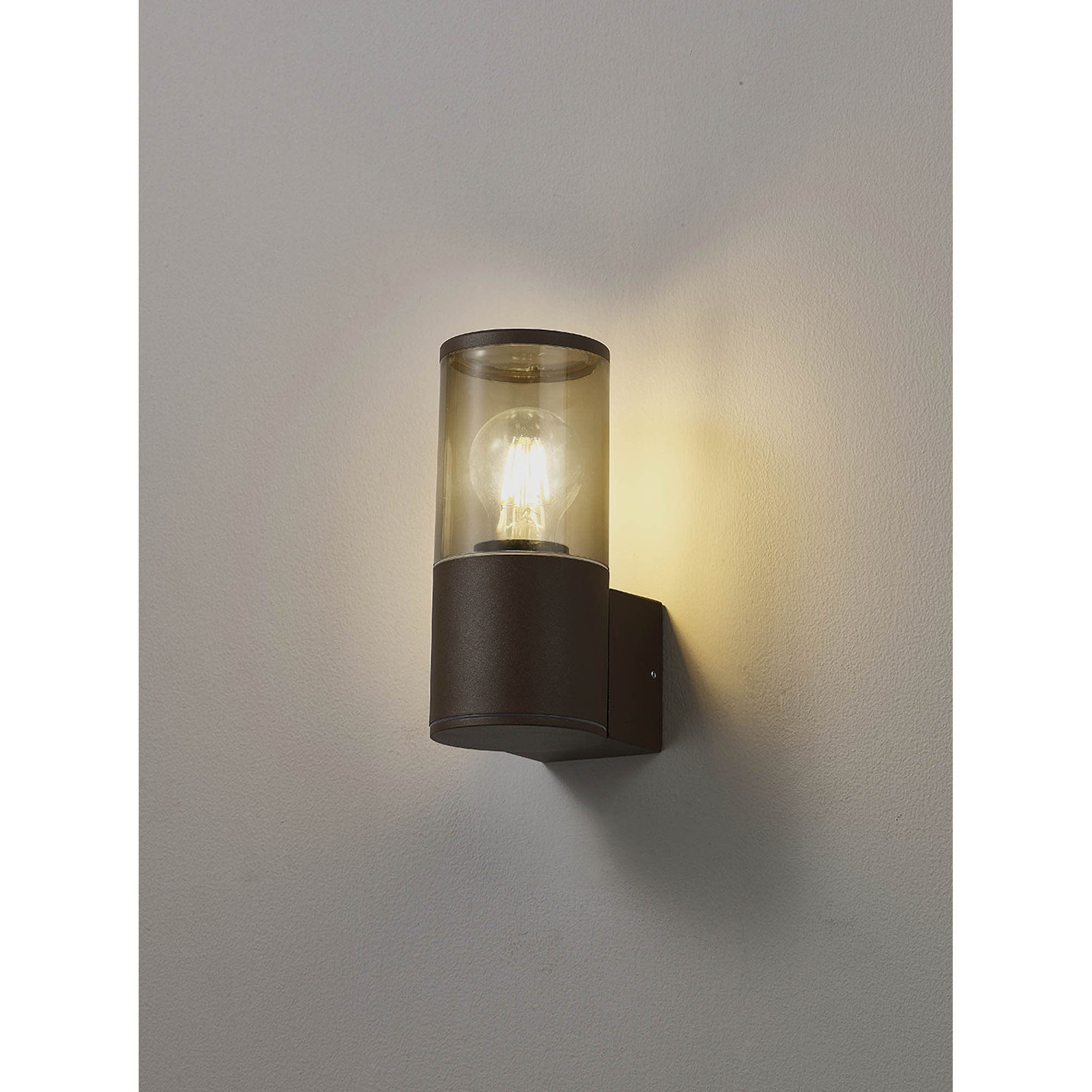 NL7074/SM9 Marc 1 Light Outdoor Wall Light Matt Brown Smoked