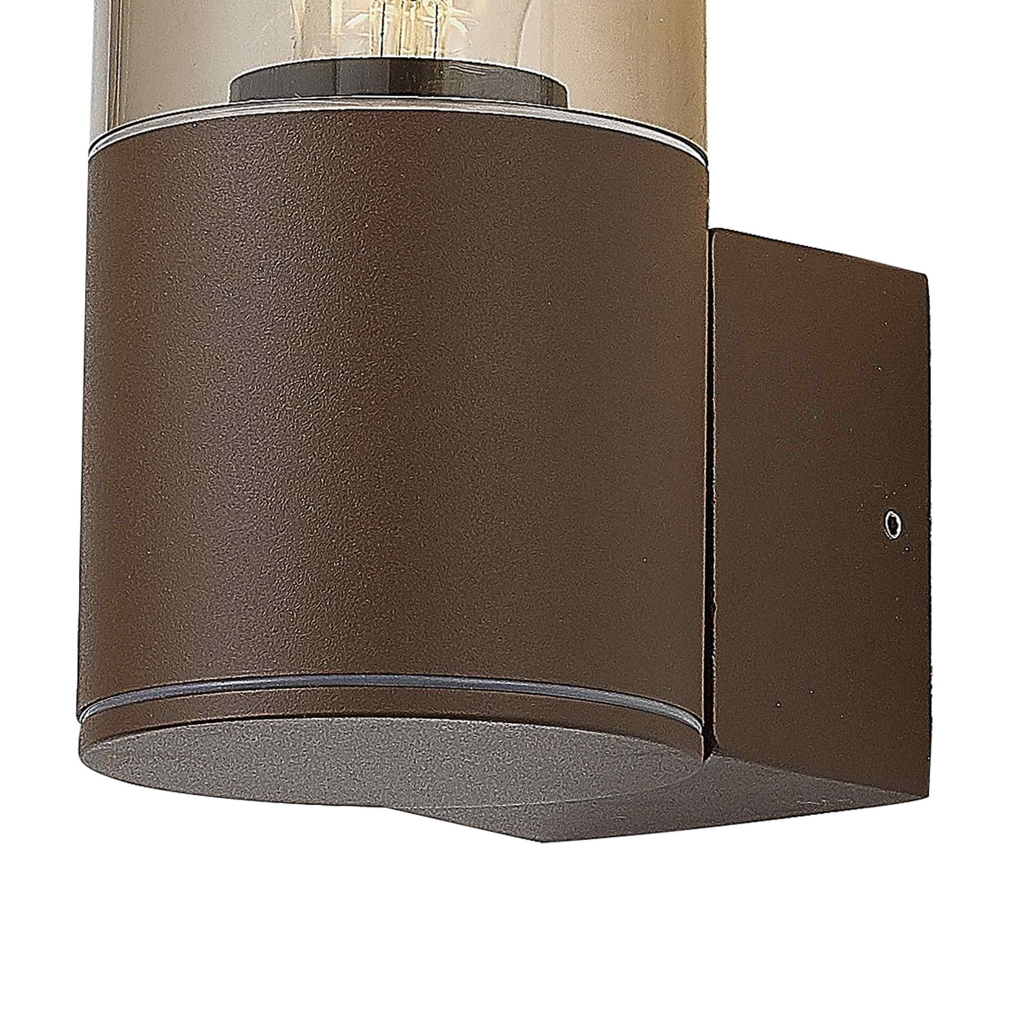 NL7074/SM9 Marc 1 Light Outdoor Wall Light Matt Brown Smoked