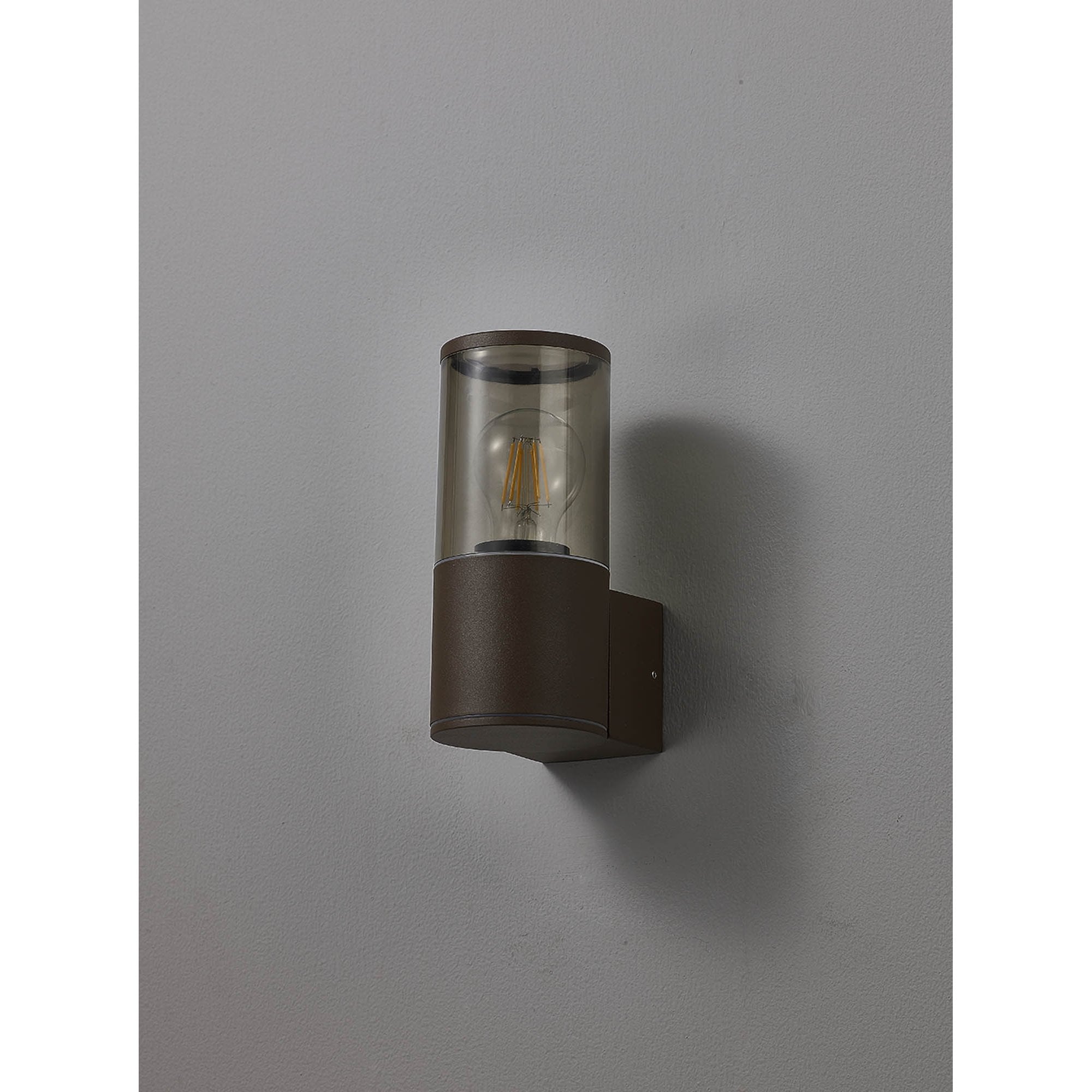 NL7074/SM9 Marc 1 Light Outdoor Wall Light Matt Brown Smoked
