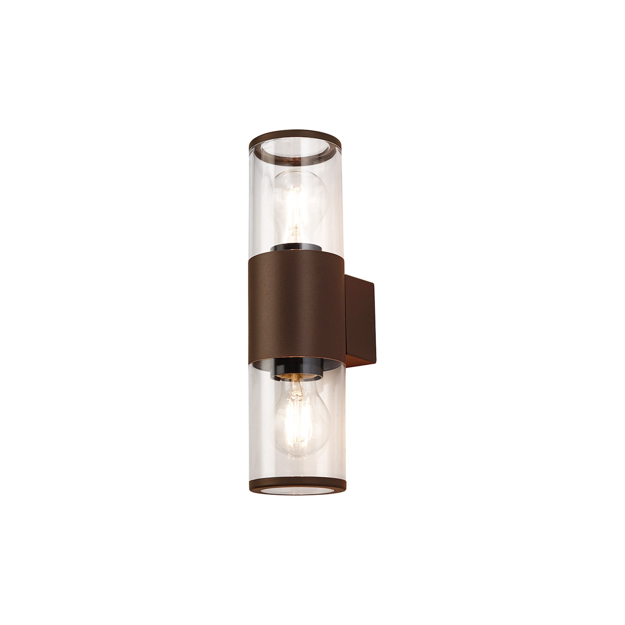NL7075/CL9 Marc 2 Light Outdoor Wall Light Matt Brown Clear