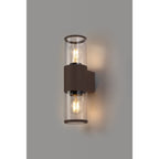NL7075/CL9 Marc 2 Light Outdoor Wall Light Matt Brown Clear