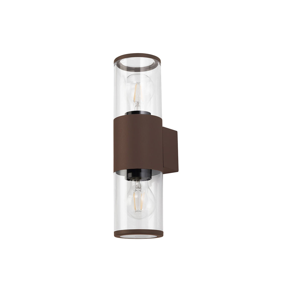 NL7075/CL9 Marc 2 Light Outdoor Wall Light Matt Brown Clear