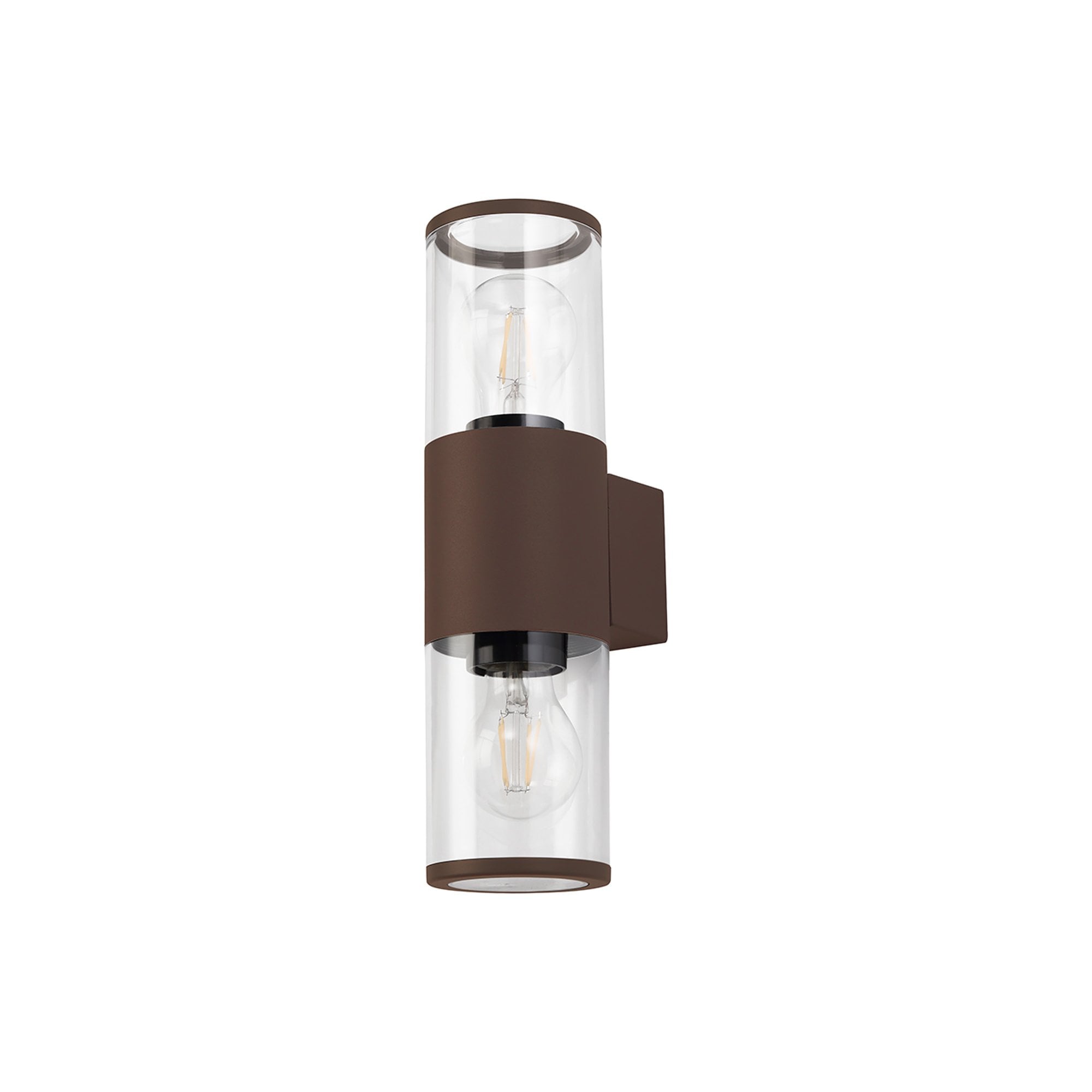 NL7075/CL9 Marc 2 Light Outdoor Wall Light Matt Brown Clear
