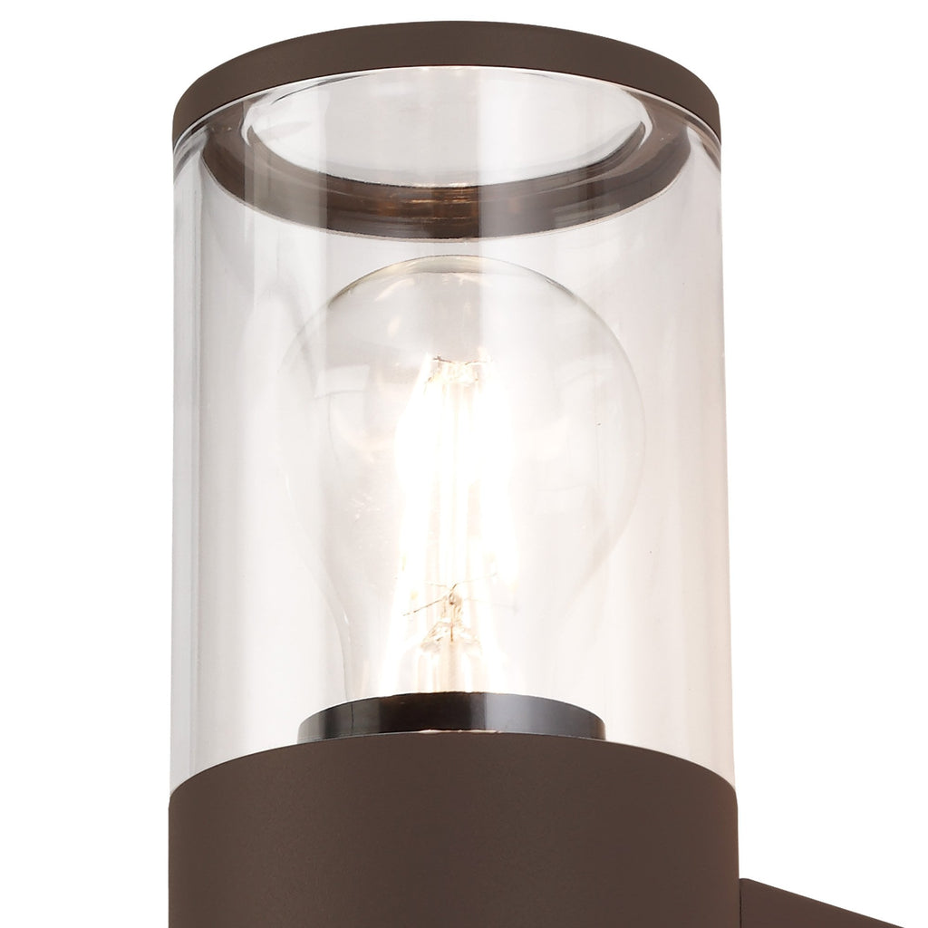 NL7075/CL9 Marc 2 Light Outdoor Wall Light Matt Brown Clear