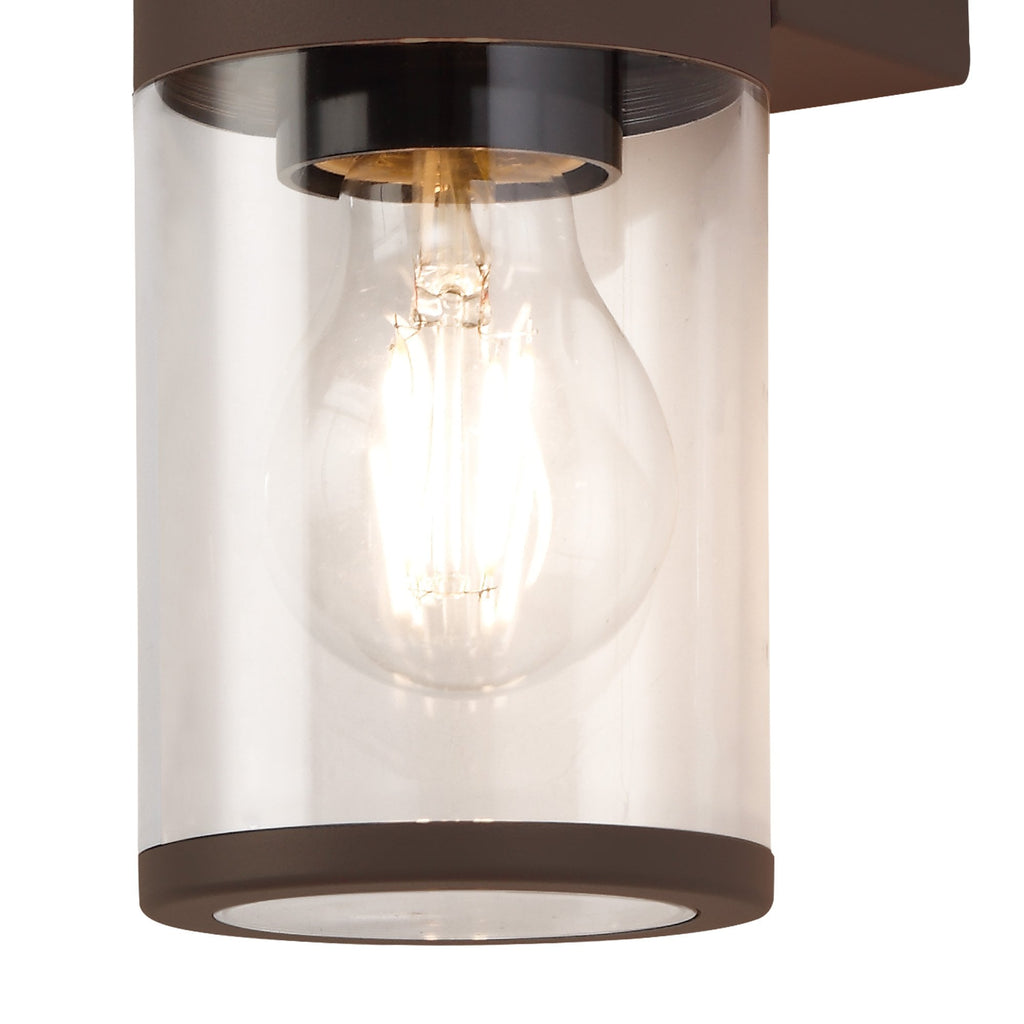NL7075/CL9 Marc 2 Light Outdoor Wall Light Matt Brown Clear