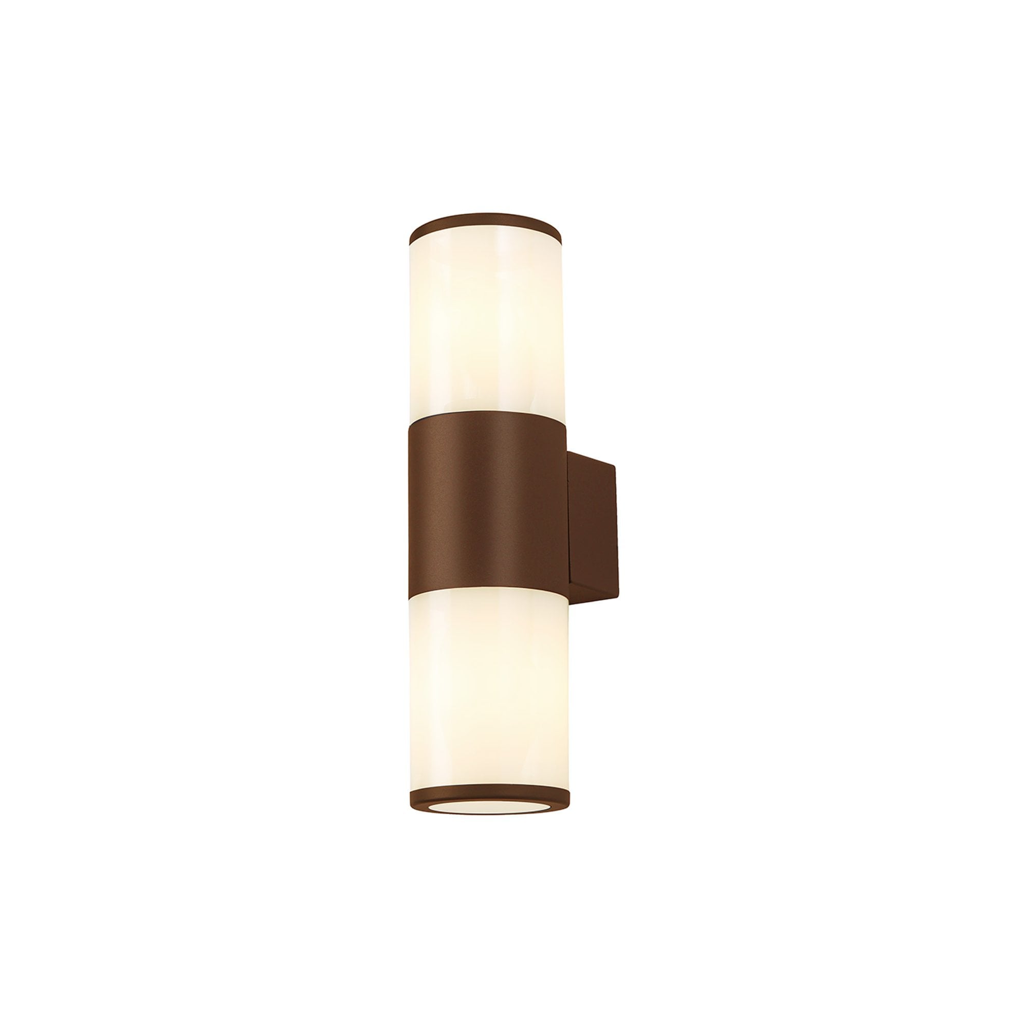 NL7075/OP9 Marc 2 Light Outdoor Wall Light Matt Brown Opal
