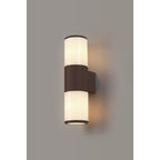 NL7075/OP9 Marc 2 Light Outdoor Wall Light Matt Brown Opal