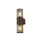 NL7075/SM9 Marc 2 Light Outdoor Wall Light Matt Brown Smoked