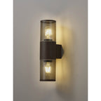 NL7075/SM9 Marc 2 Light Outdoor Wall Light Matt Brown Smoked