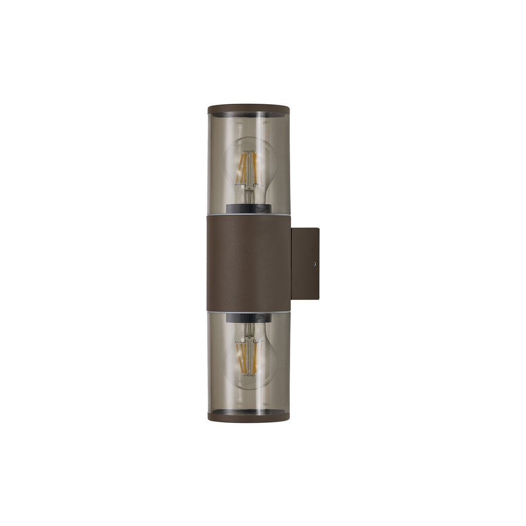 NL7075/SM9 Marc 2 Light Outdoor Wall Light Matt Brown Smoked