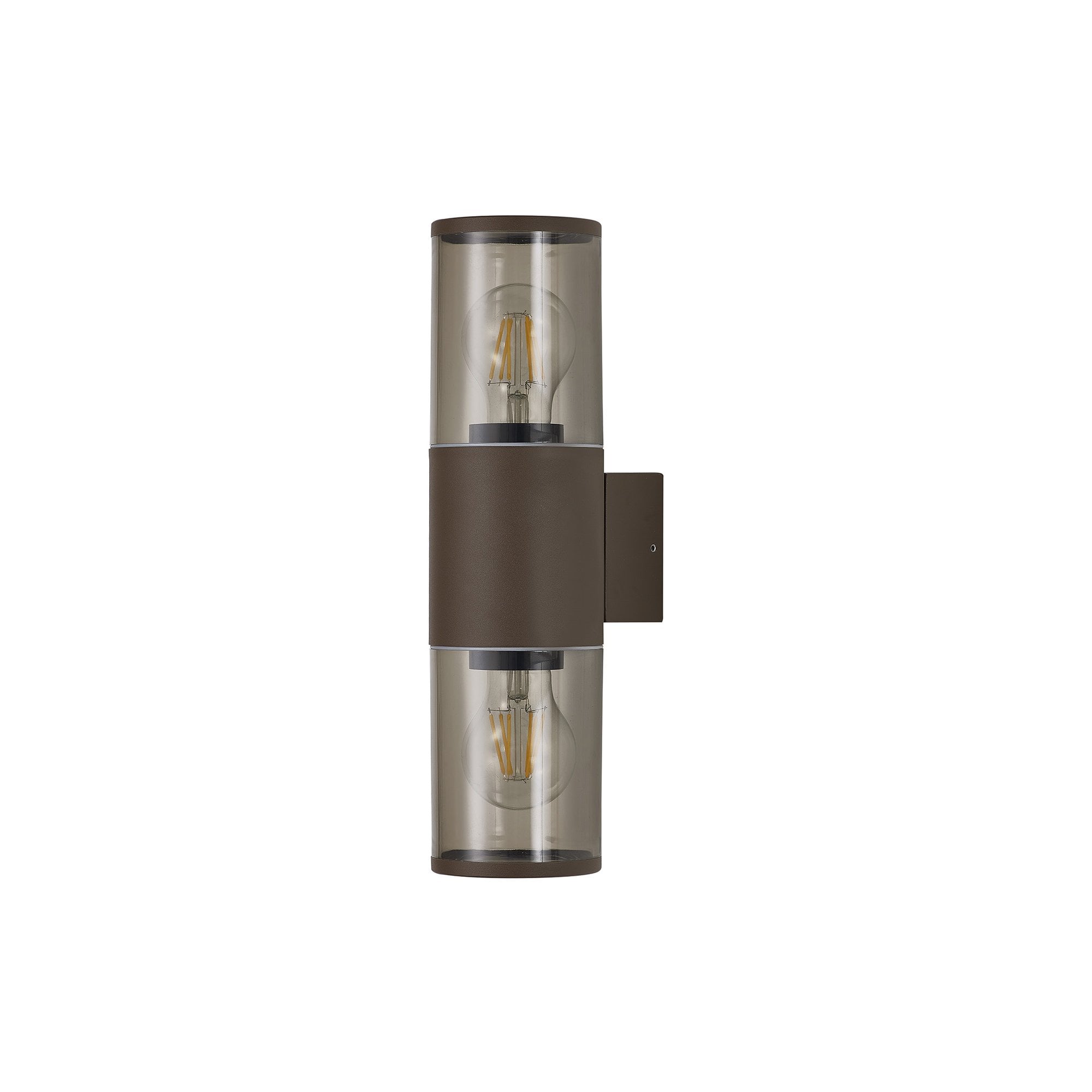 NL7075/SM9 Marc 2 Light Outdoor Wall Light Matt Brown Smoked