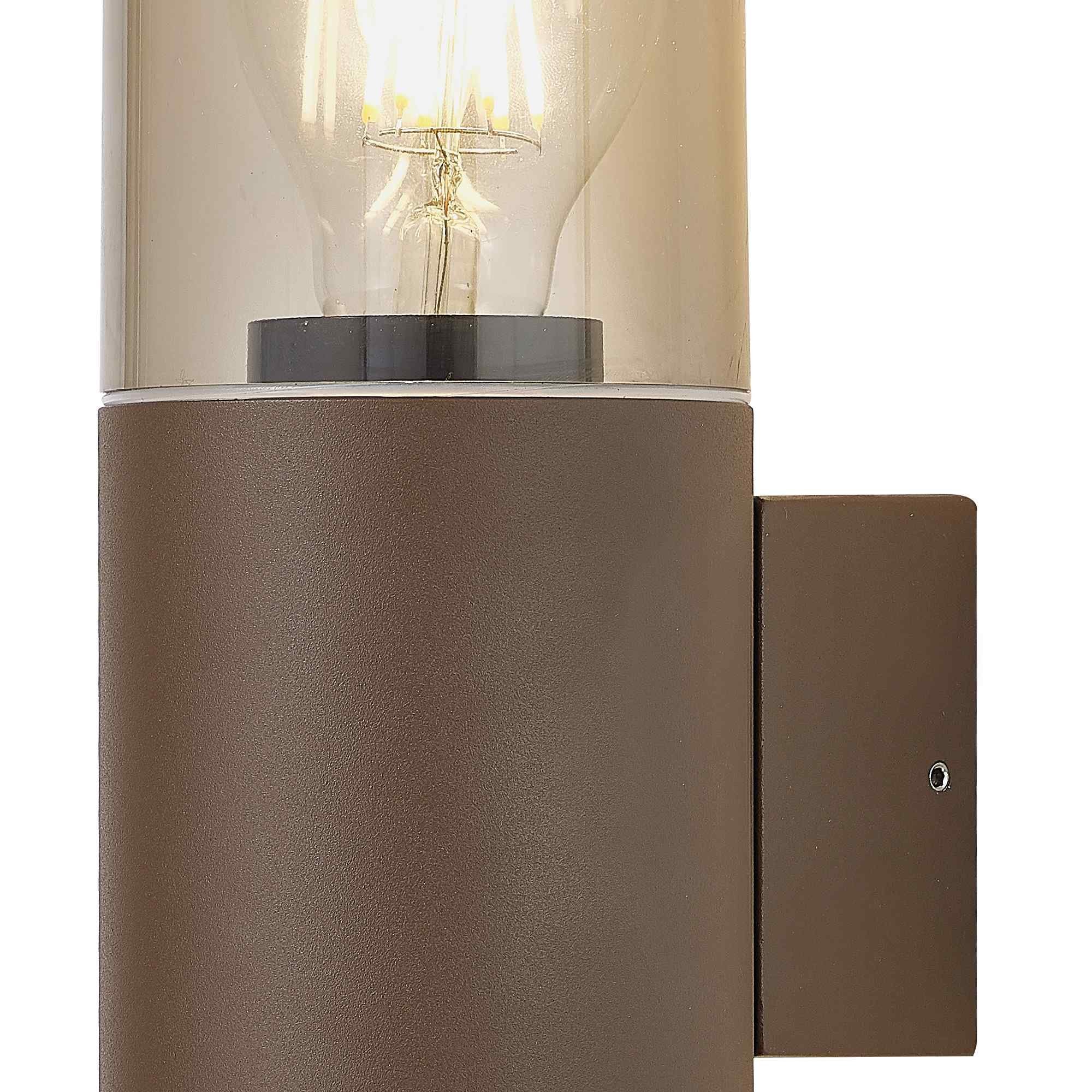 NL7075/SM9 Marc 2 Light Outdoor Wall Light Matt Brown Smoked