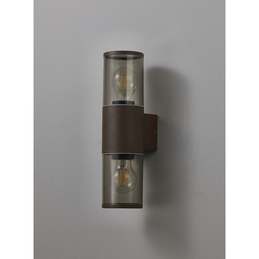 NL7075/SM9 Marc 2 Light Outdoor Wall Light Matt Brown Smoked