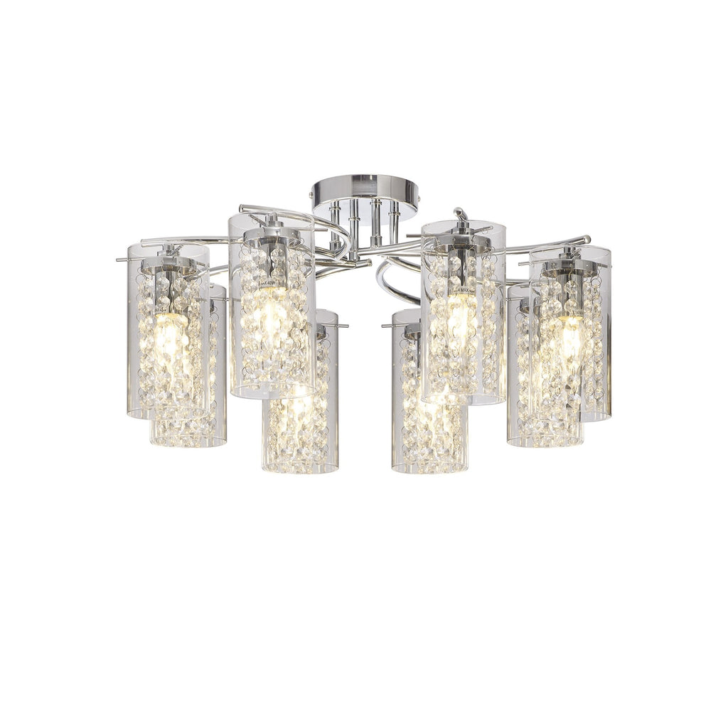 NL90989 Minnie 8 Light Ceiling Light Polished Chrome Crystal