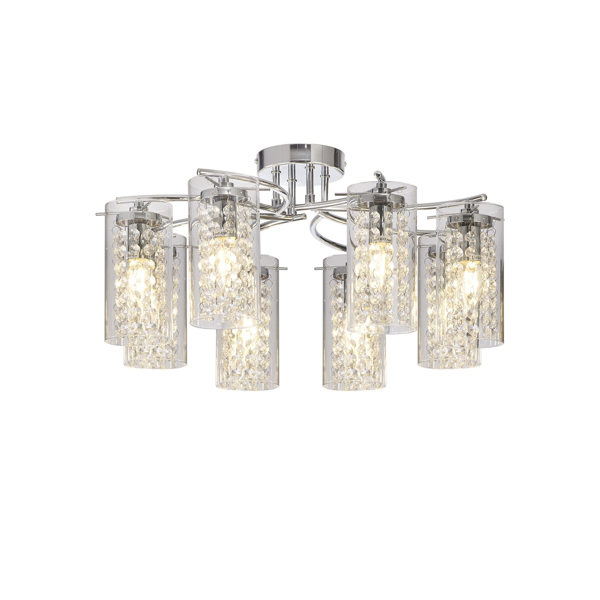 NL90989 Minnie 8 Light Ceiling Light Polished Chrome Crystal