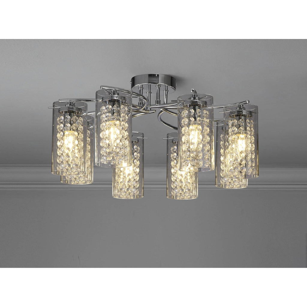 NL90989 Minnie 8 Light Ceiling Light Polished Chrome Crystal