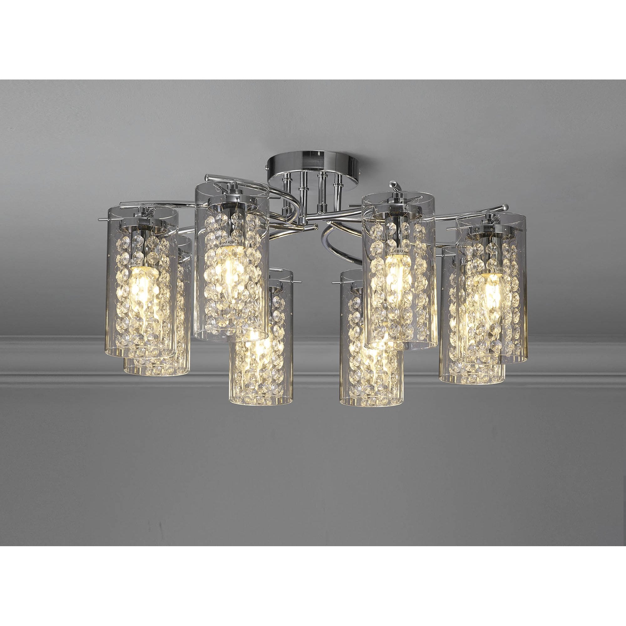 NL90989 Minnie 8 Light Ceiling Light Polished Chrome Crystal