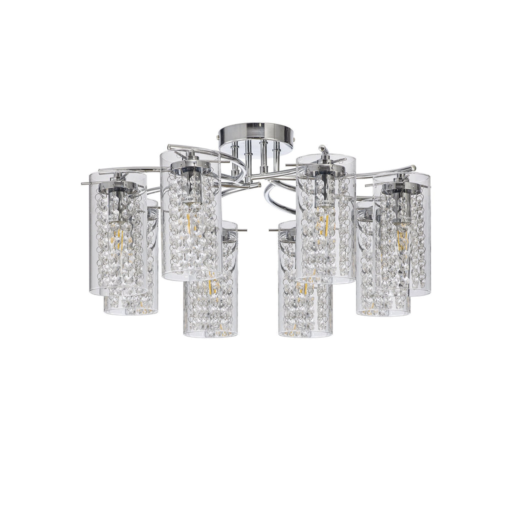 NL90989 Minnie 8 Light Ceiling Light Polished Chrome Crystal
