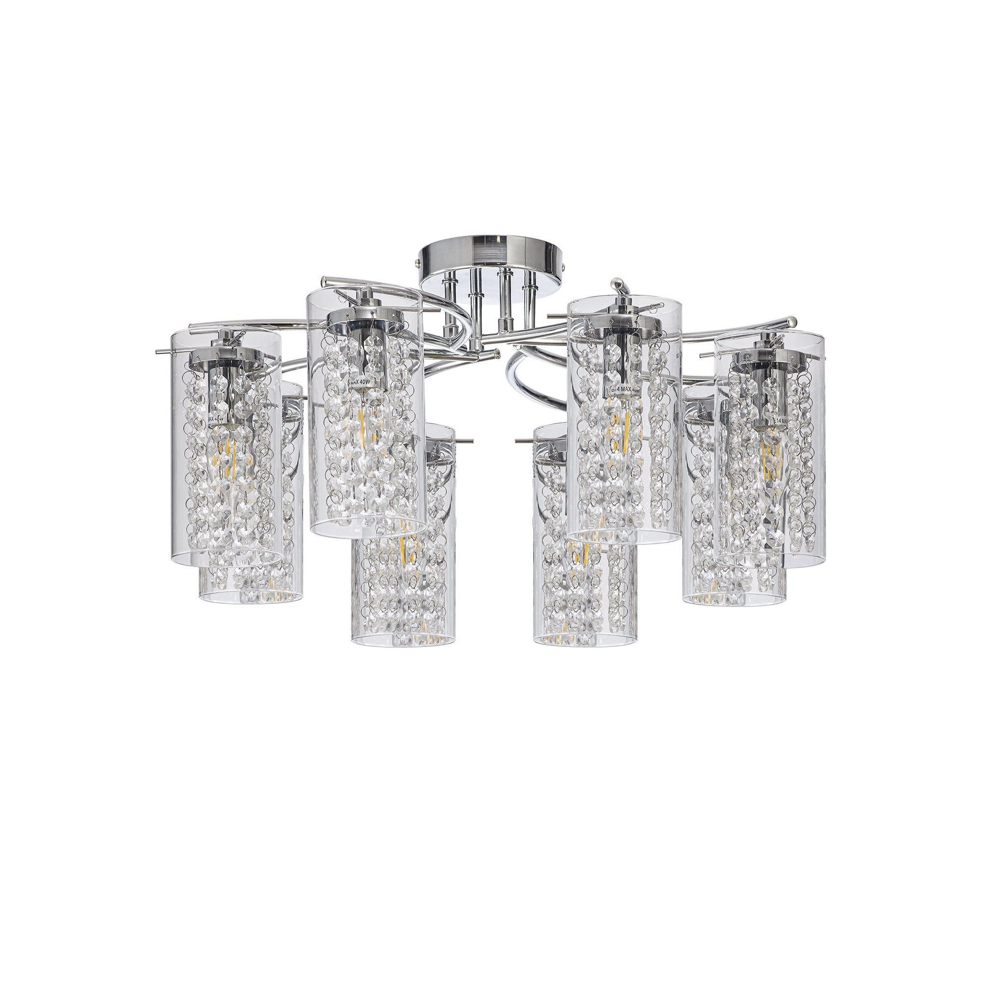 NL90989 Minnie 8 Light Ceiling Light Polished Chrome Crystal