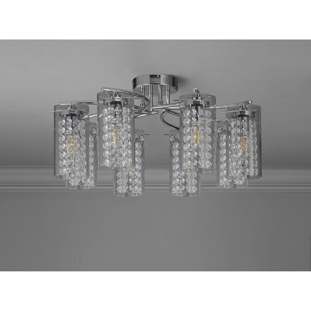 NL90989 Minnie 8 Light Ceiling Light Polished Chrome Crystal