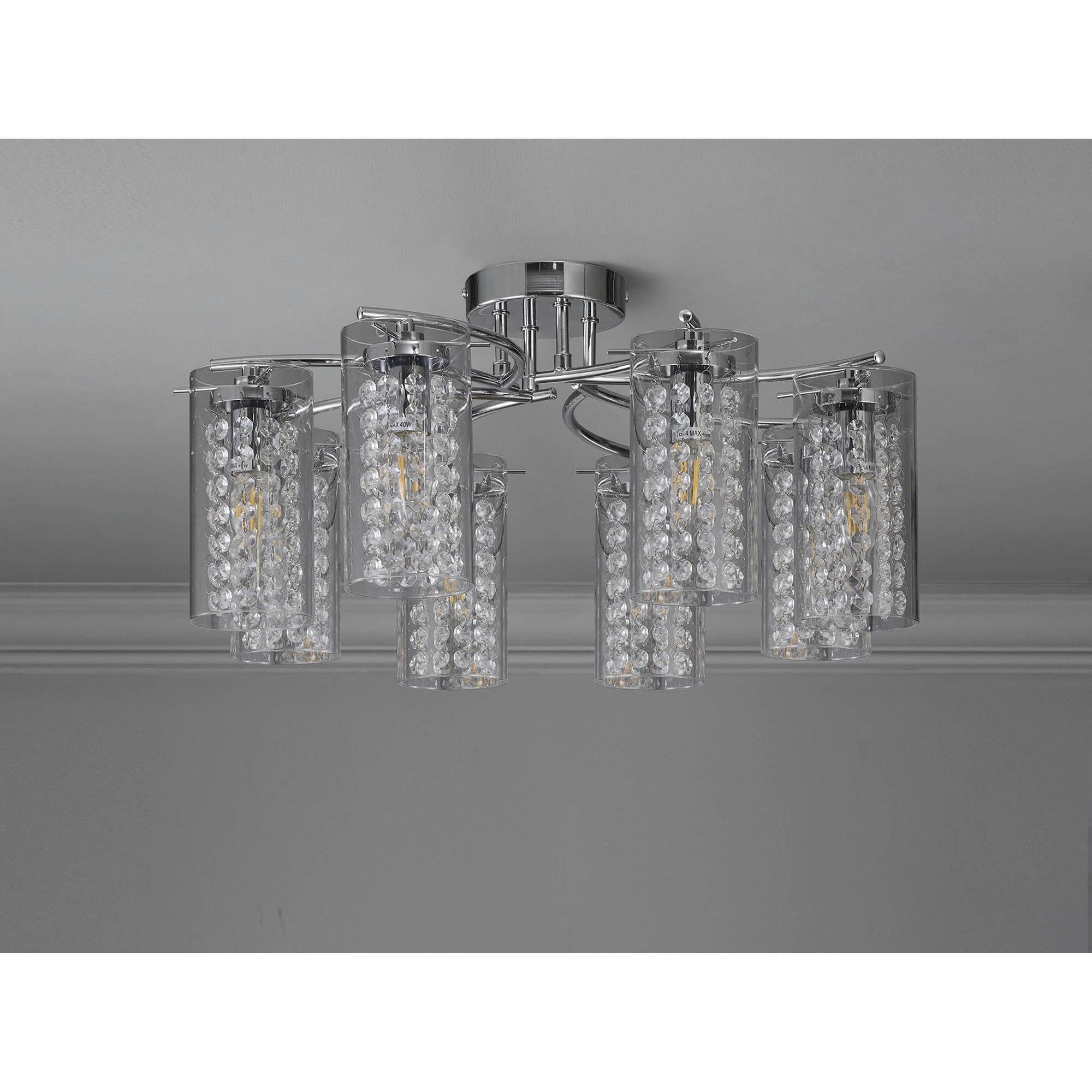 NL90989 Minnie 8 Light Ceiling Light Polished Chrome Crystal