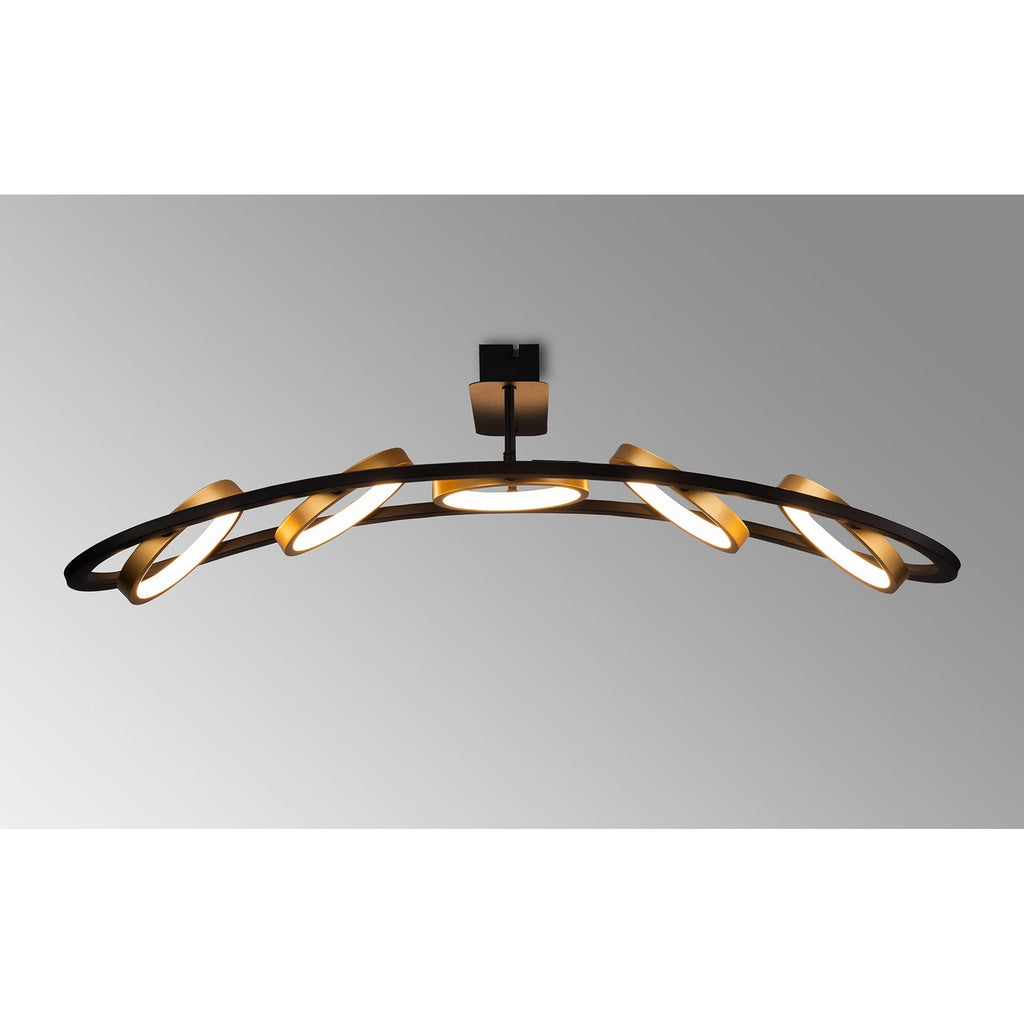NL74539 Naegel 5 LED Ceiling Light Satin Black Gold