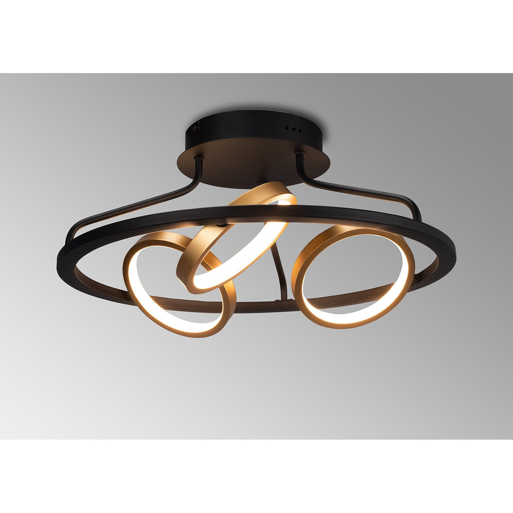 NL74549 Naegel 3 LED Ceiling Light Satin Black Gold