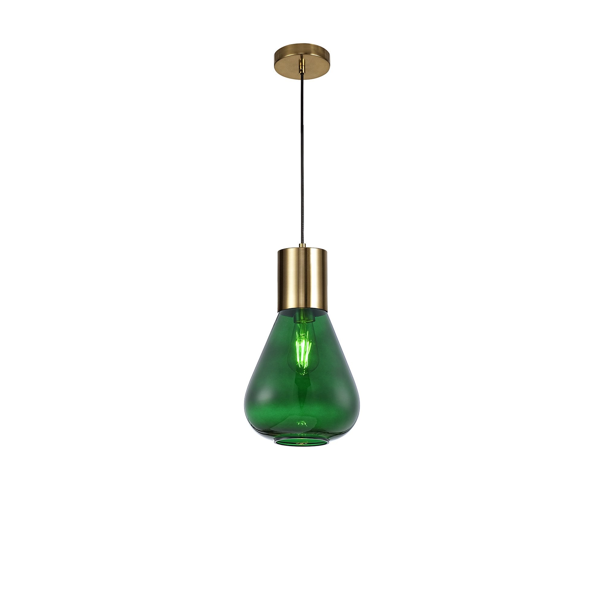 NLK09259 Olivia 1 Light Narrow Pendant Ancient Brass Green
