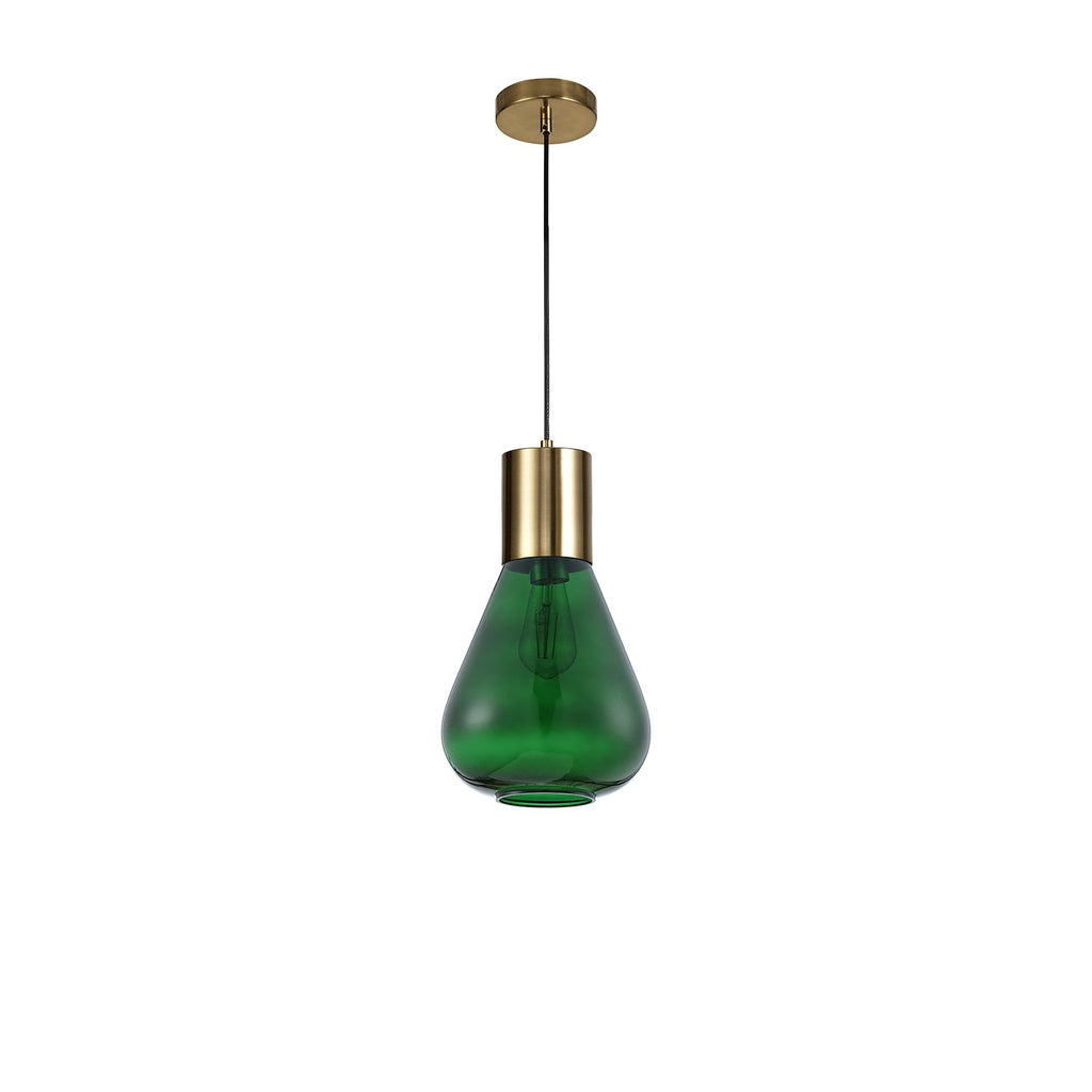 NLK09259 Olivia 1 Light Narrow Pendant Ancient Brass Green