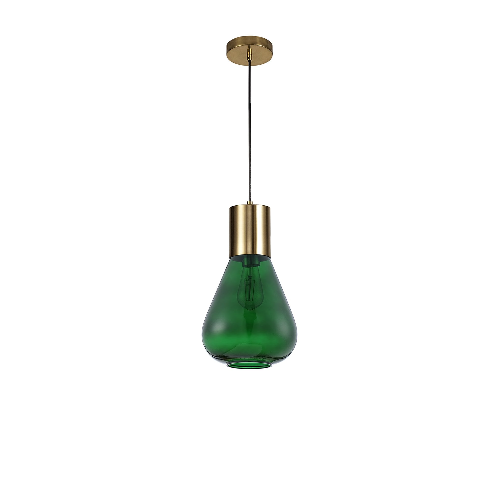 NLK09259 Olivia 1 Light Narrow Pendant Ancient Brass Green