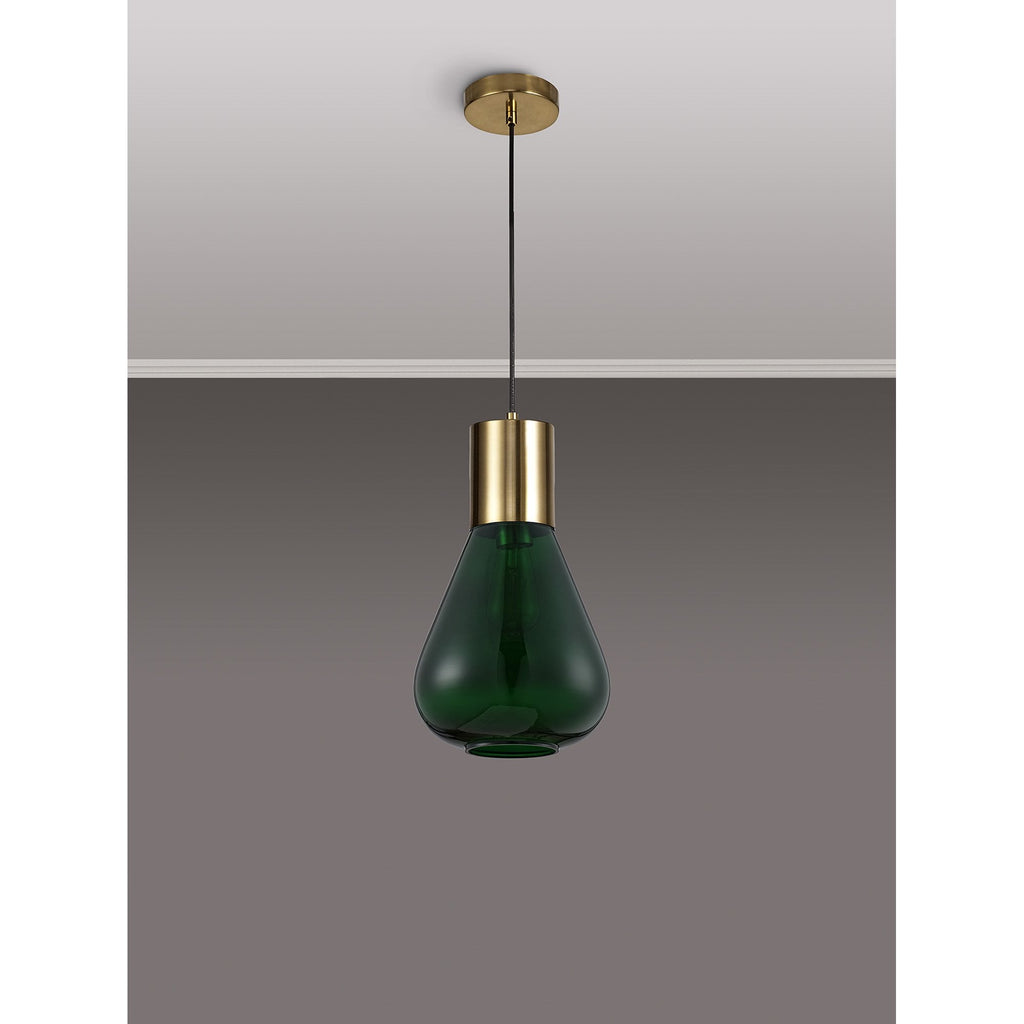 NLK09259 Olivia 1 Light Narrow Pendant Ancient Brass Green