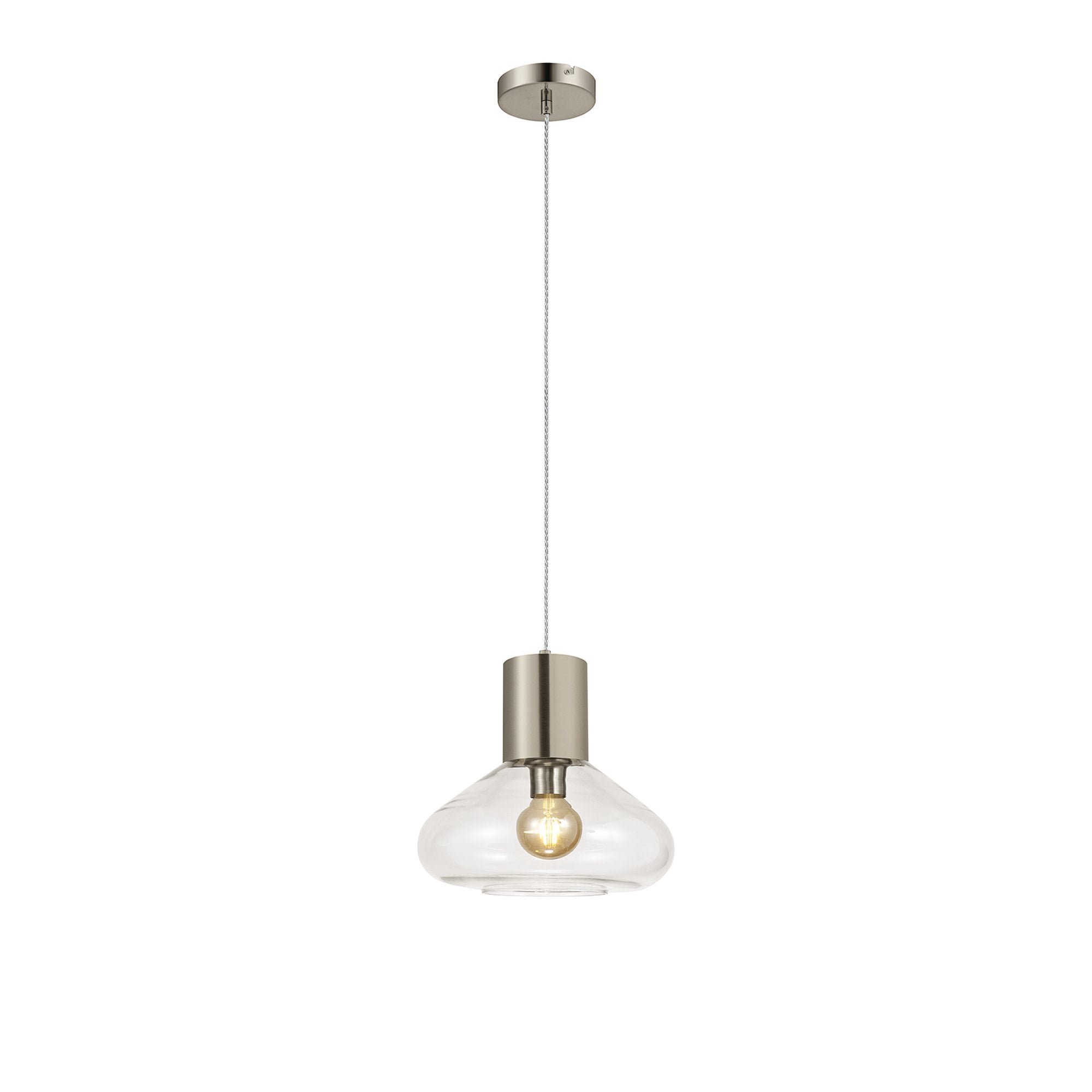 NLK09569 Olivia 1 Light Wide Pendant Satin Nickel