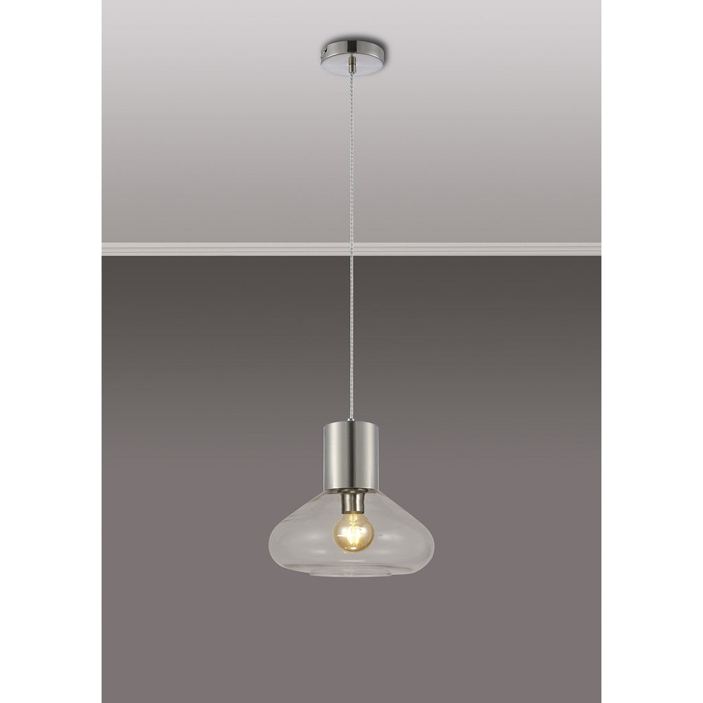 NLK09569 Olivia 1 Light Wide Pendant Satin Nickel