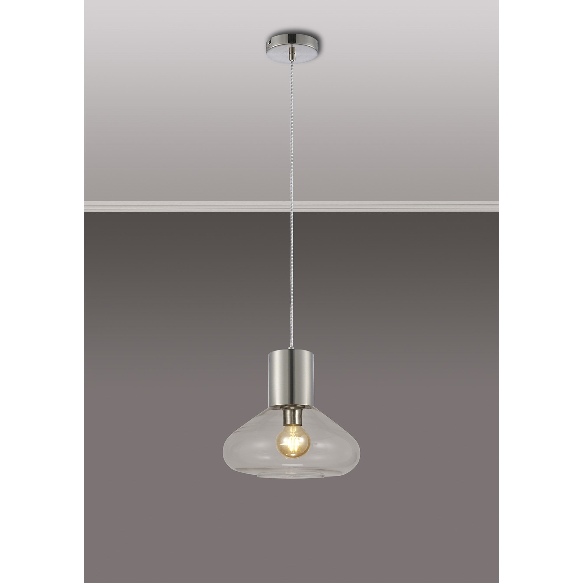 NLK09569 Olivia 1 Light Wide Pendant Satin Nickel