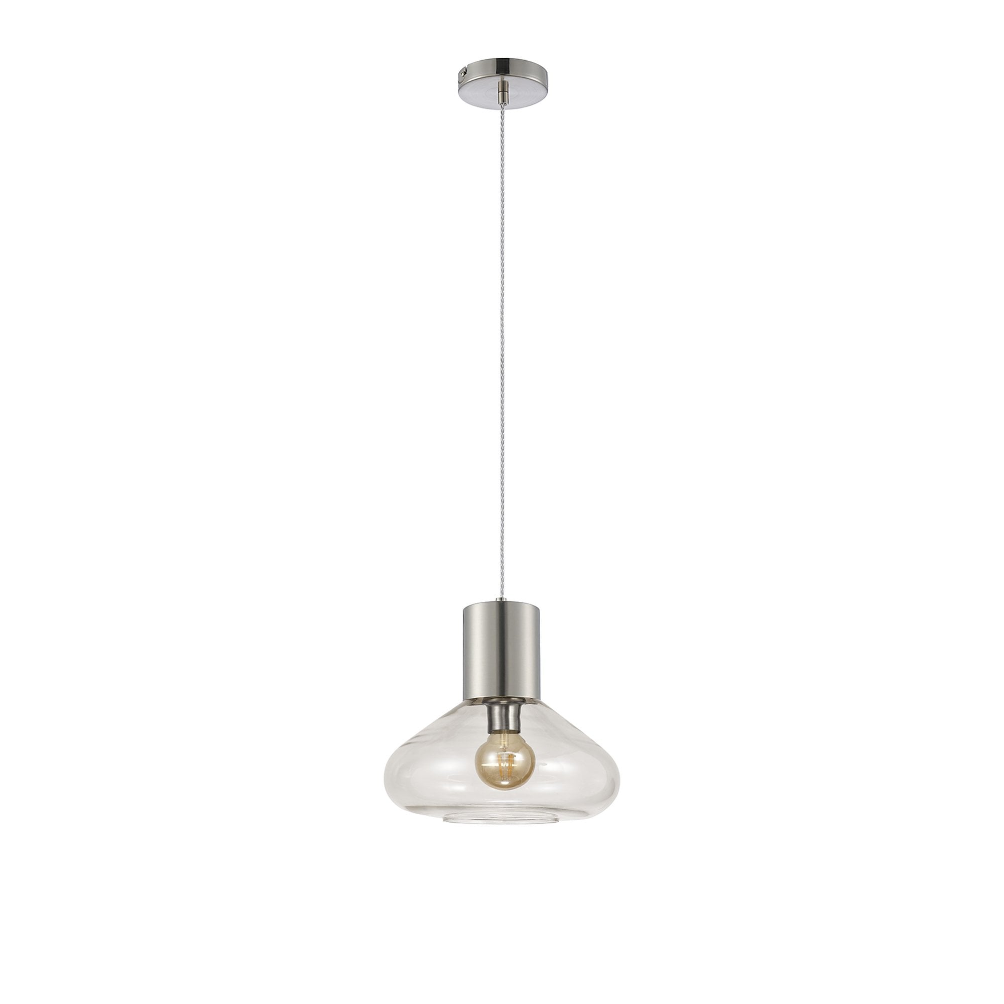 NLK09569 Olivia 1 Light Wide Pendant Satin Nickel