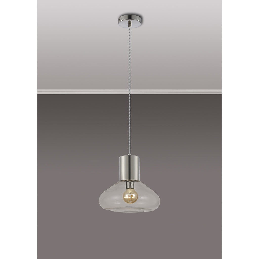 NLK09569 Olivia 1 Light Wide Pendant Satin Nickel