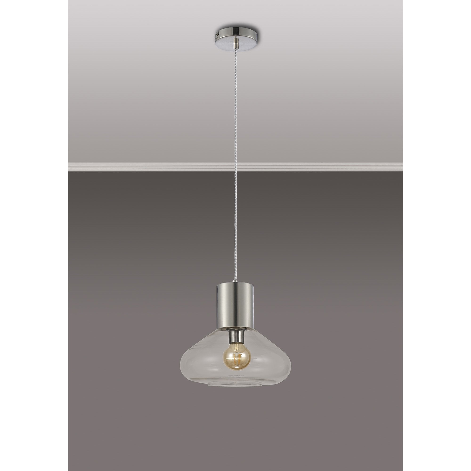 NLK09569 Olivia 1 Light Wide Pendant Satin Nickel