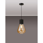 NLK09649 Olivia 1 Light Narrow Pendant Satin Black Amber