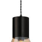 NLK09649 Olivia 1 Light Narrow Pendant Satin Black Amber
