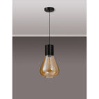 NLK09649 Olivia 1 Light Narrow Pendant Satin Black Amber