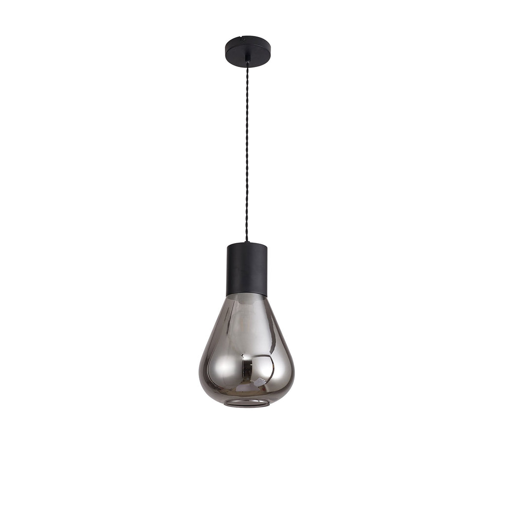 NLK09729 Olivia 1 Light Narrow Pendant Satin Black Smoke