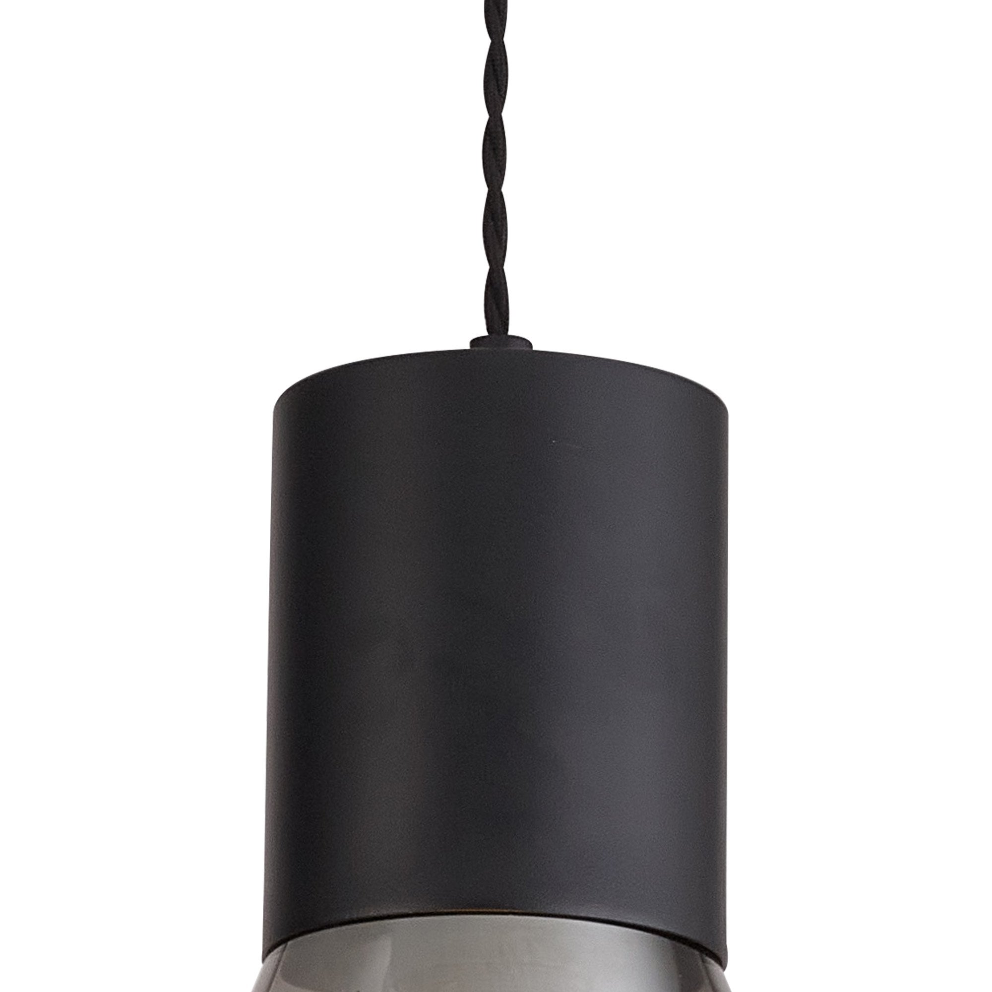 NLK09729 Olivia 1 Light Narrow Pendant Satin Black Smoke