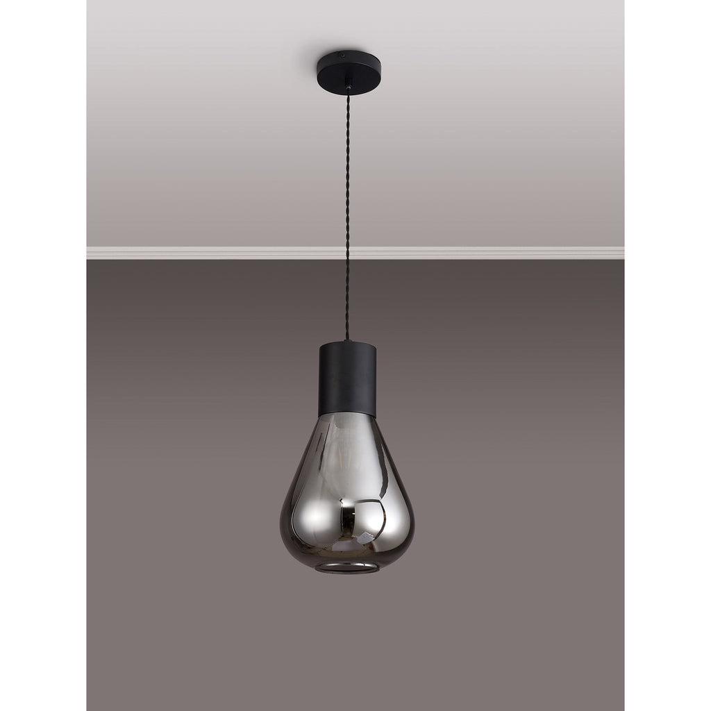 NLK09729 Olivia 1 Light Narrow Pendant Satin Black Smoke