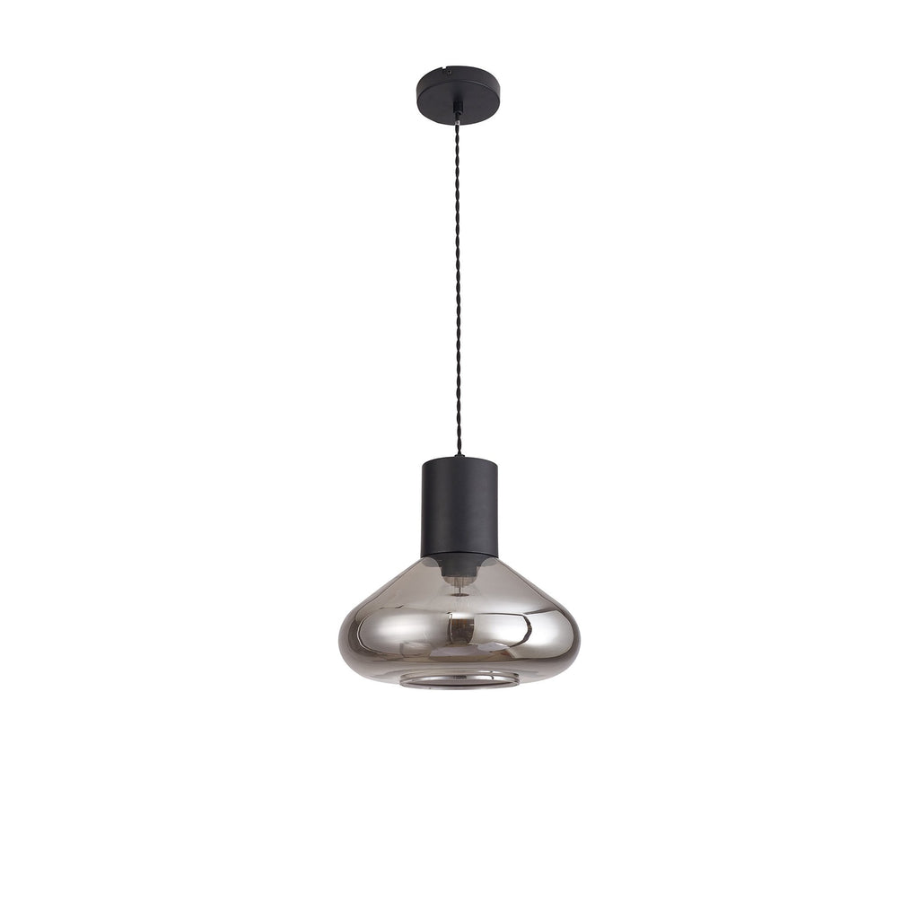 NLK09839 Olivia 1 Light Wide Pendant Satin Black Smoke