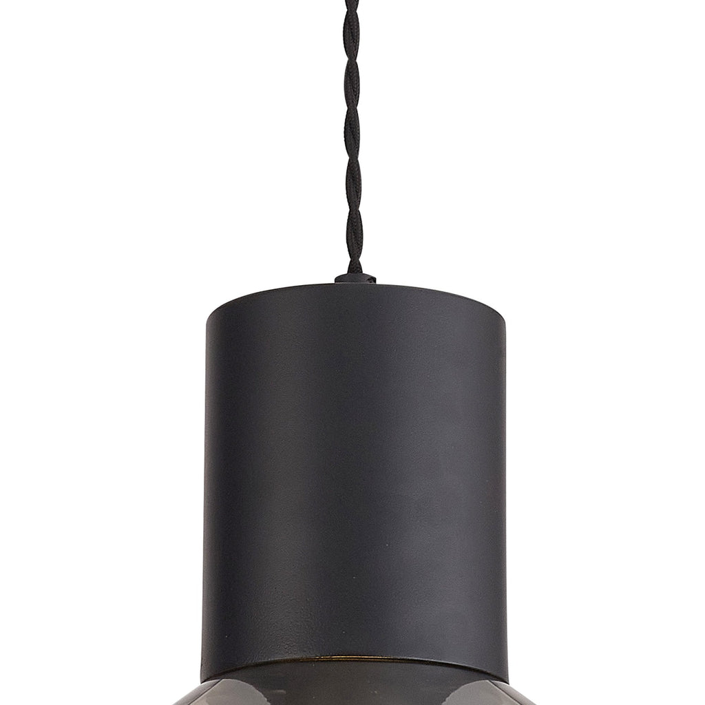 NLK09839 Olivia 1 Light Wide Pendant Satin Black Smoke