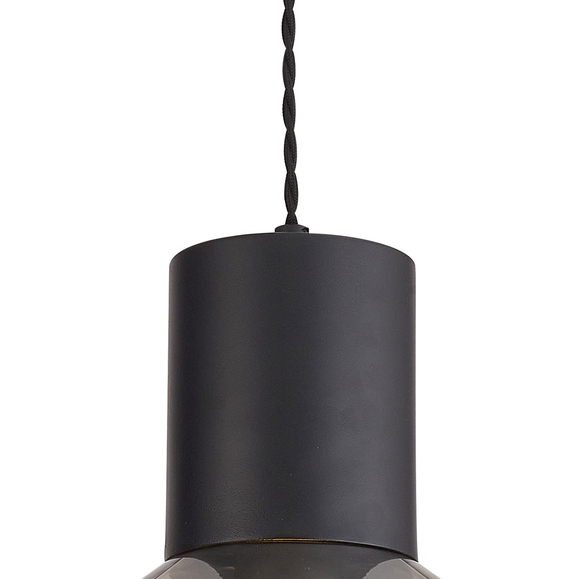 NLK09839 Olivia 1 Light Wide Pendant Satin Black Smoke