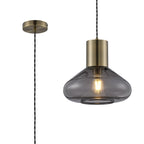 NLK10019 Olivia 1 Light Wide Pendant Antique Brass Black