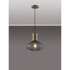 NLK10019 Olivia 1 Light Wide Pendant Antique Brass Black