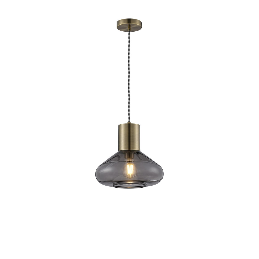NLK10019 Olivia 1 Light Wide Pendant Antique Brass Black