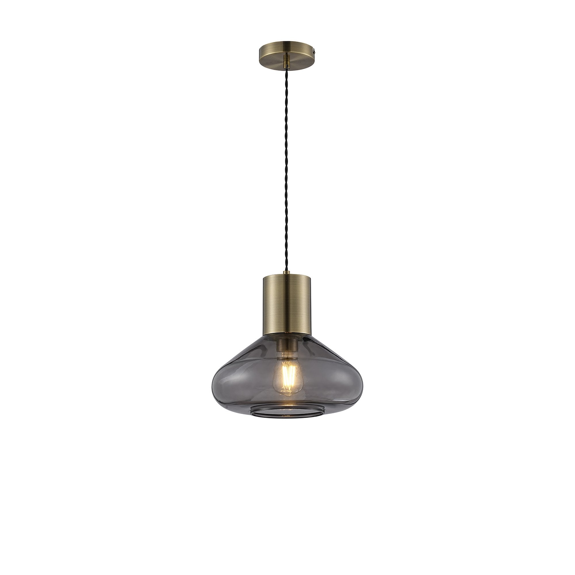 NLK10019 Olivia 1 Light Wide Pendant Antique Brass Black